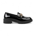 Stacy - Mocasines Mujer de Charol Cadena Dorada con Tacón Bajo
