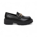 Fany - Mocasín de Cuña para Mujer Mate Cadena Dorada Elegante