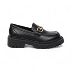 Fany - Mocasín de Cuña para Mujer Mate Cadena Dorada Elegante
