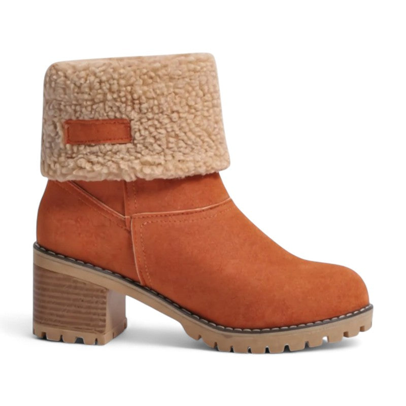 Elena - Botines Forradas de Tacón y Punta Redonda para Mujer