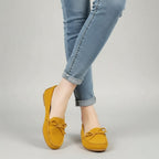 Kaly - Mocasines Mujer De Ante Con Lazo Confort Ligero