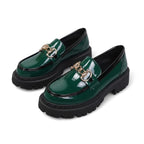 Fany - Mocasín Mujer de Charol Cadena Dorada Elegante Y Suela Gruesa de Tendencia