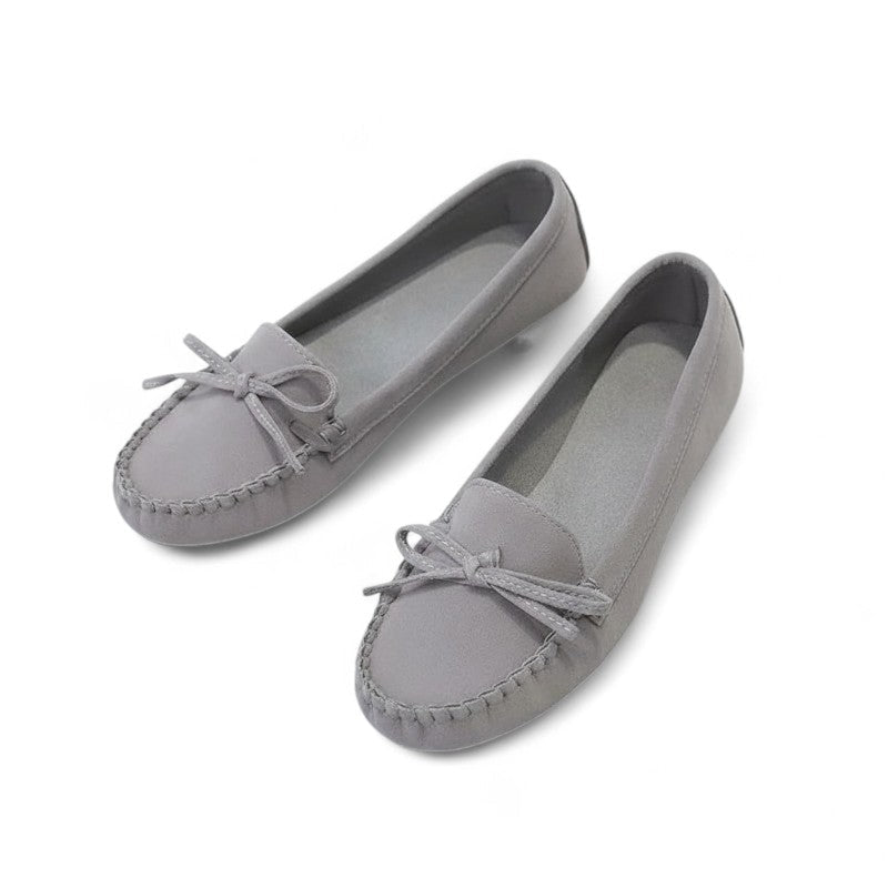 Kaly - Mocasines Mujer De Ante Con Lazo Confort Ligero