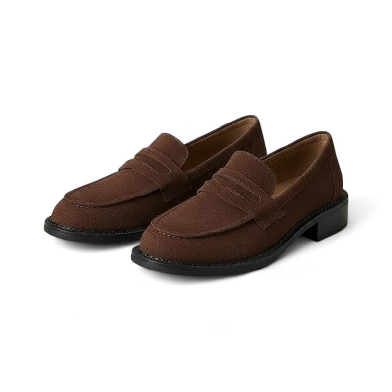 Jana - Mocasines Mujer Marrón Elegancia de Ante de Tacón