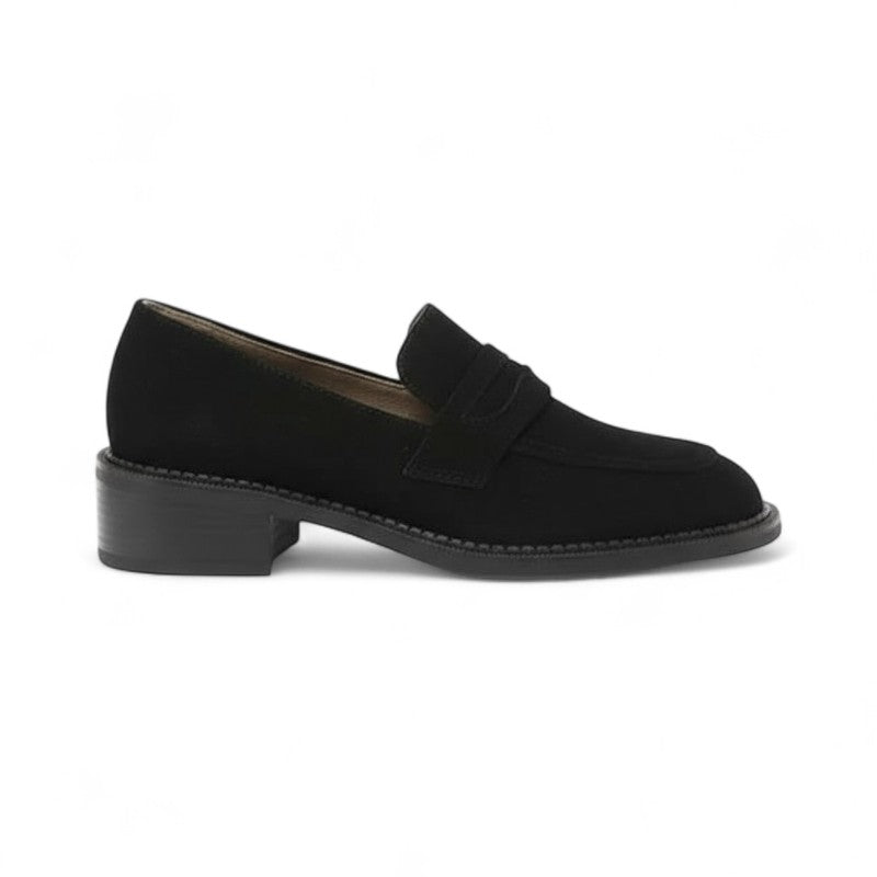 Jana - Mocasines Mujer Marrón Elegancia de Ante de Tacón