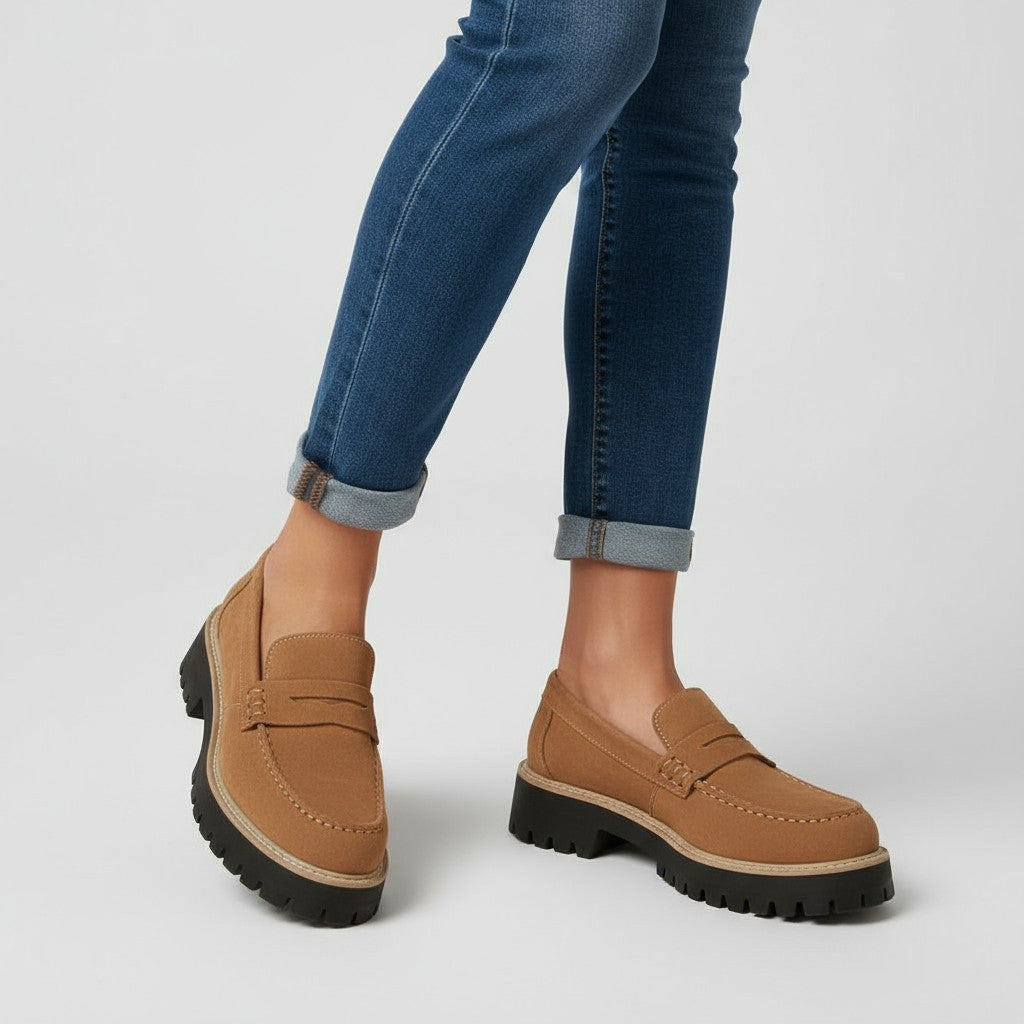 Savyne - Mocasín Mujer de Ante Elegante con Acabado Bicolor