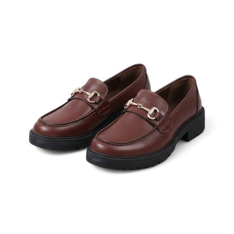 Rita - Mocasines Mujer Detalle de Bocado Dorado Y Suela Gruesa Confortable