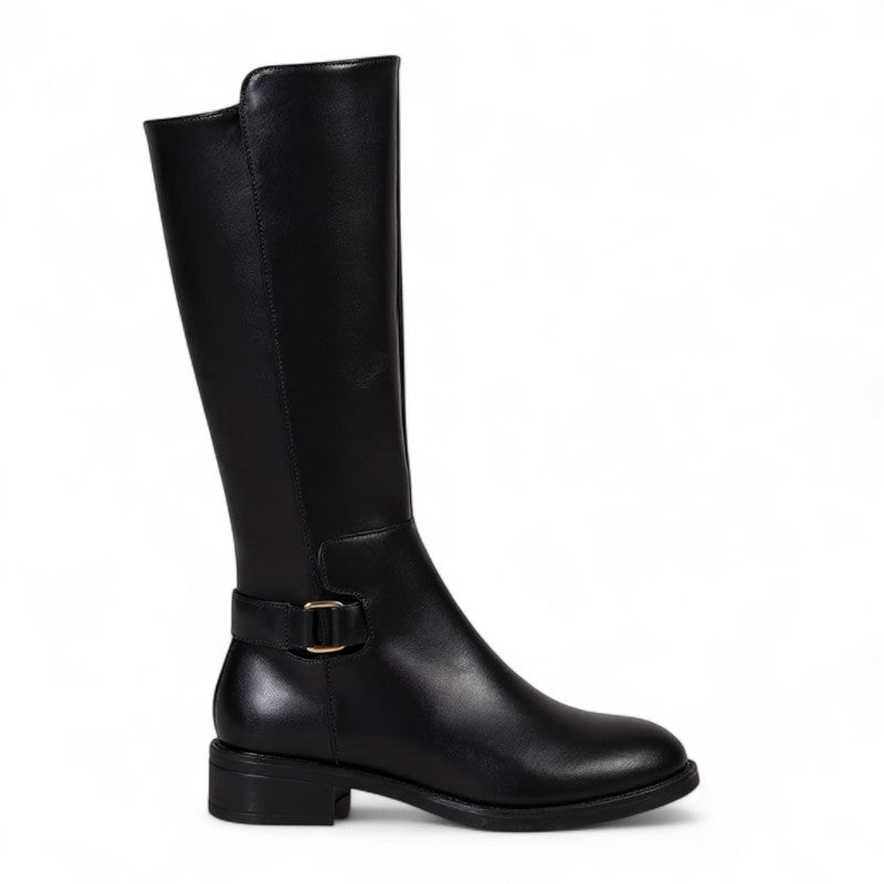 Athea - Botas de Montar Mujer Negras Elegante con Hebilla Metálico