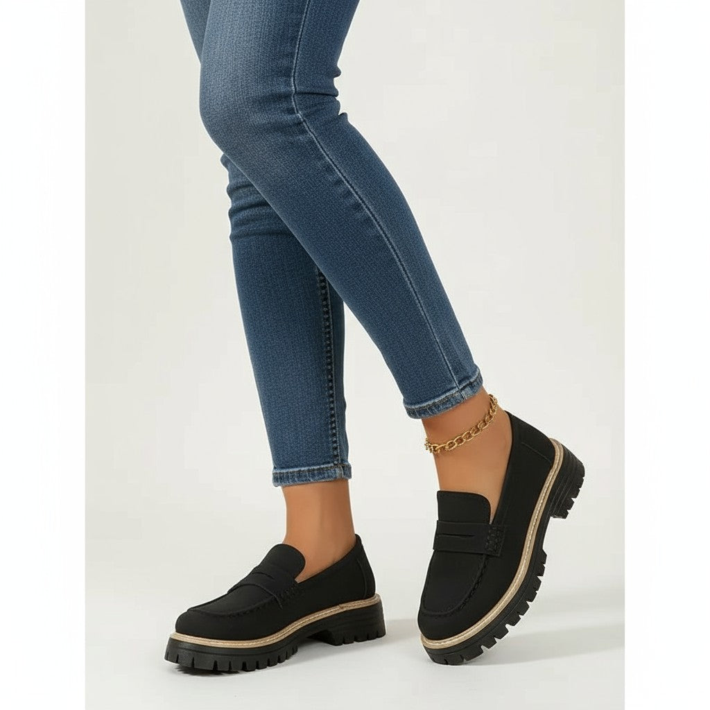Savyne - Mocasín Mujer de Ante Elegante con Acabado Bicolor