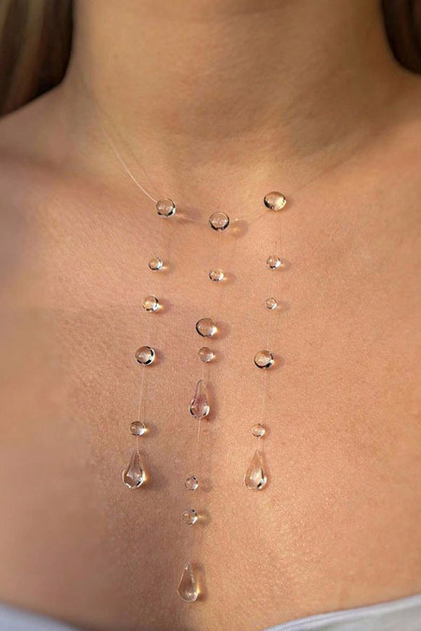 Collar Gargantilla de Cristal Transparente en Forma de Gota