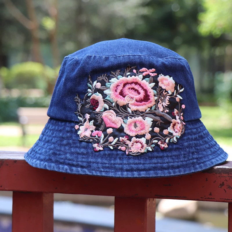 Gorro Cubo Vaquero Bordado de Estilo Étnico