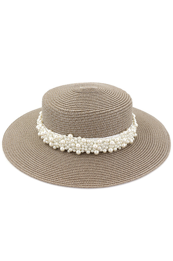 Sombrero de Playa Decorado con Perlas