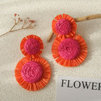 Pendientes Florales Tejidos a Mano Estilo Resort