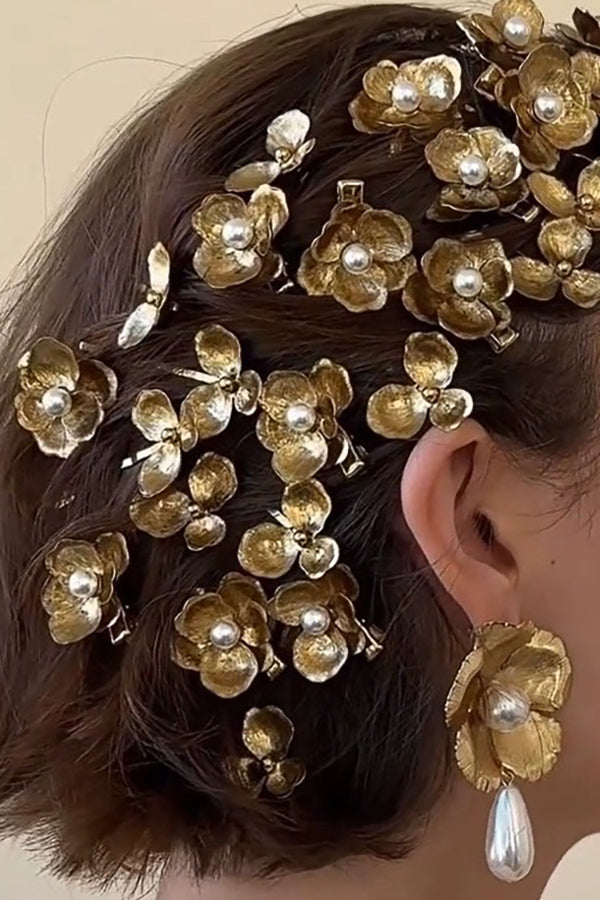 Clip de Pelo con Flor de Perlas Estilo Cortesano Vintage