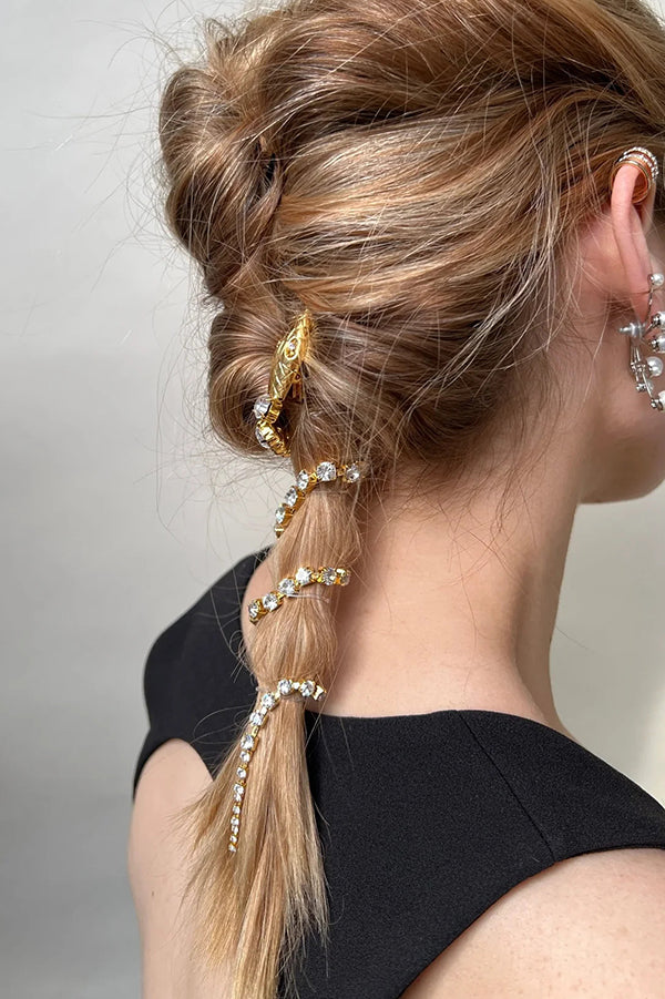 Complemento de Pelo con Cadena de Serpiente y Brillantes