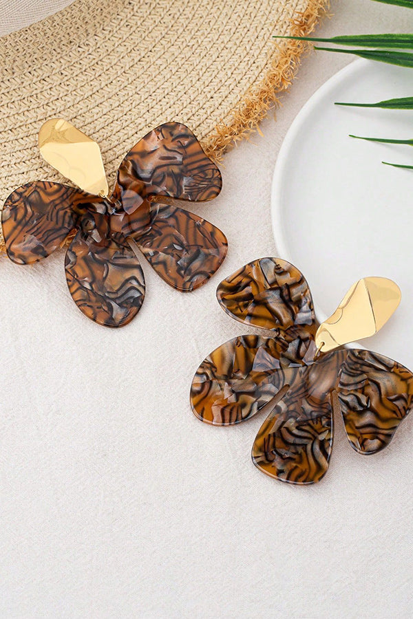 Pendientes de Pétalos en Acrílico Estampado de Leopardo