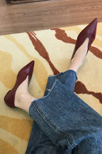 Zapatos Planos Retro de Puntera Fina y Escote Bajo
