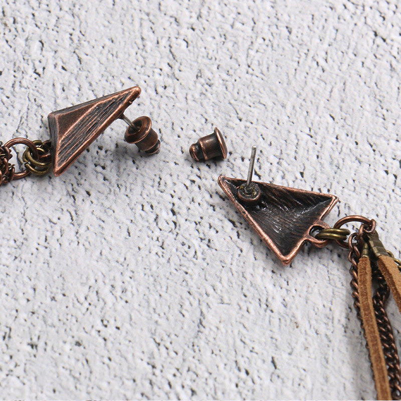 Pendientes Retro de Hoja y Concha con Borla Larga