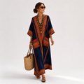 Caftán Samira Azul Étnico - OSMARA Fashion