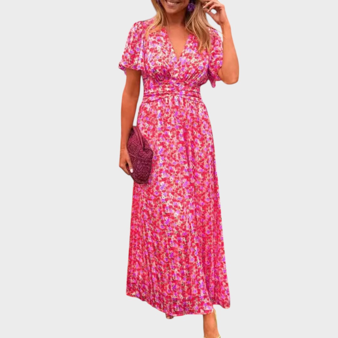 Sandrine | Elegant V-Neck Long Dress