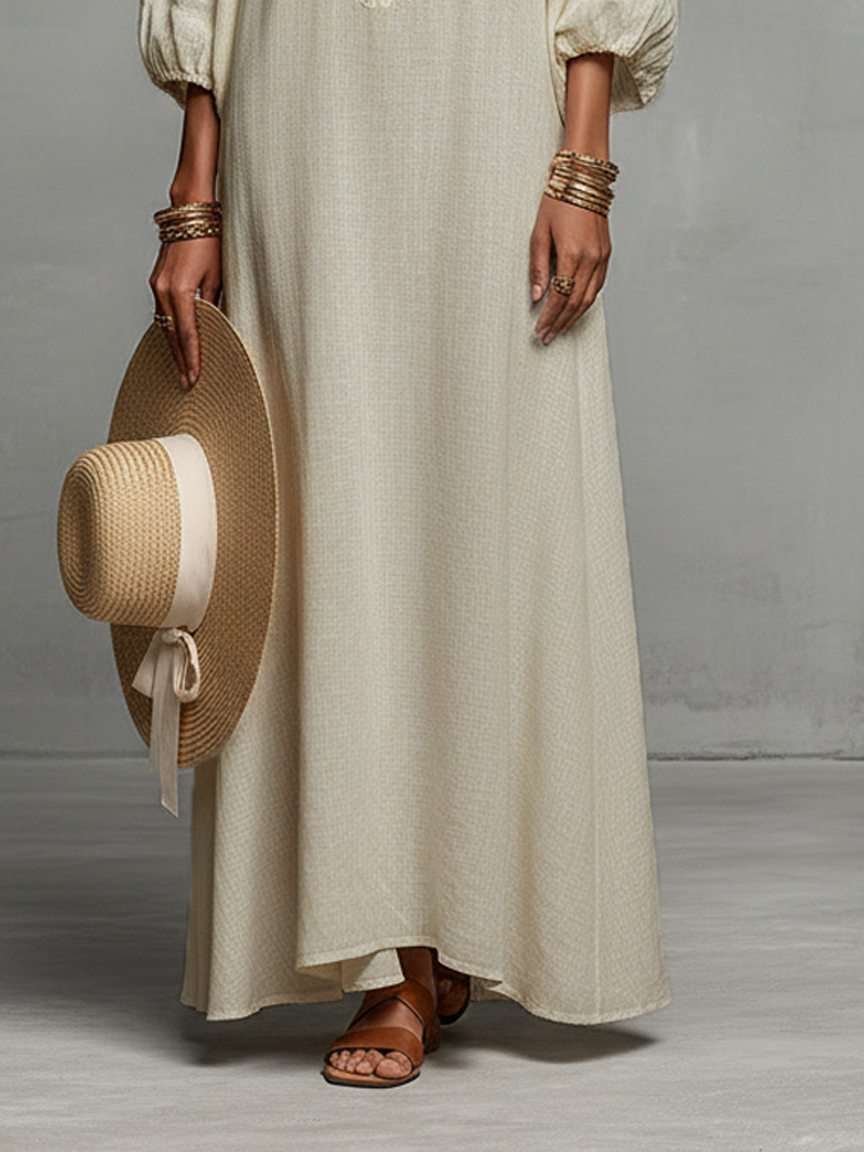 Constanza | Off-the-Shoulder Maxi Dress with Delicate Embroidery