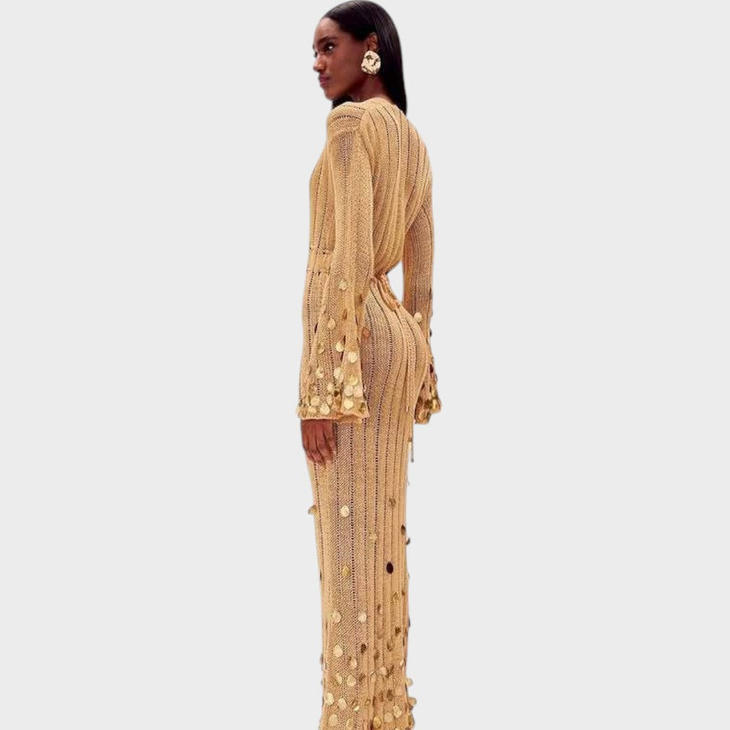 Capri | Élégante Robe Longue en Crochet avec Détails Brillants