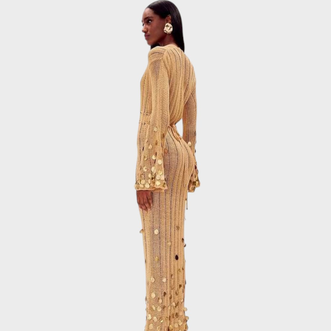 Capri | Élégante Robe Longue en Crochet avec Détails Brillants