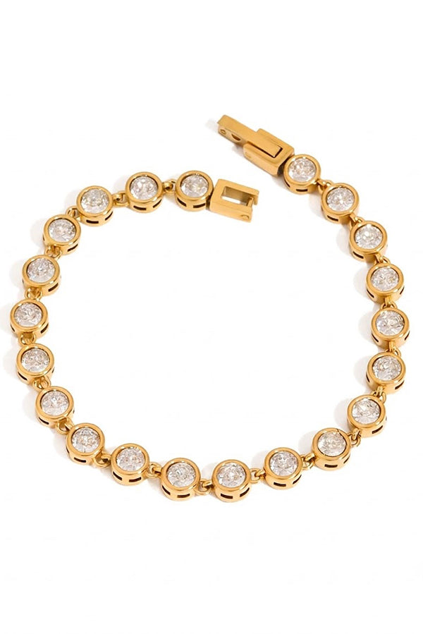 Pulsera Elegante de Acero Inoxidable y Circonita