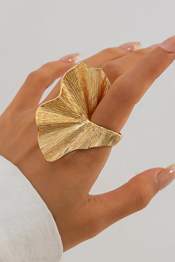 Anillo de Aleación con Forma de Hoja de Ginkgo