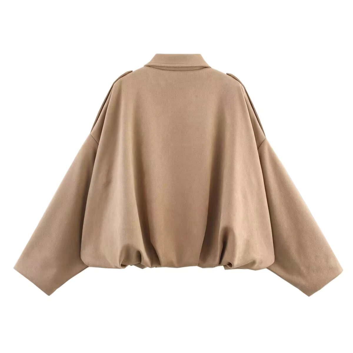 Chaqueta oversize de ante sintético con cremallera Ellie