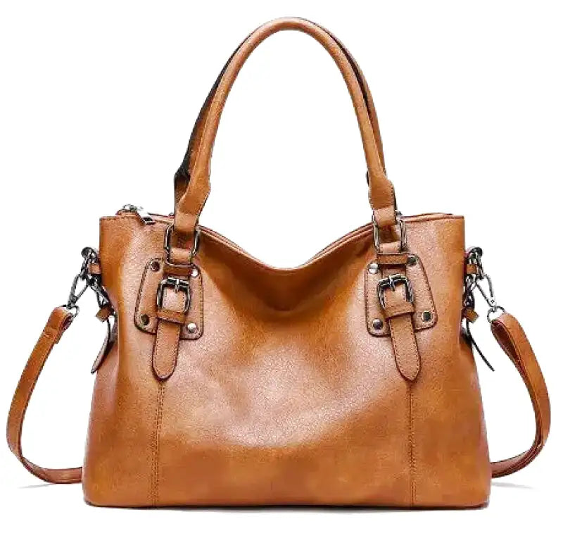 ERATO - Bolso de Gran Capacidad Vintage de Cuero Suave con Bandolera
