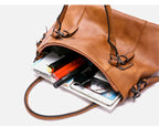 ERATO - Bolso de Gran Capacidad Vintage de Cuero Suave con Bandolera