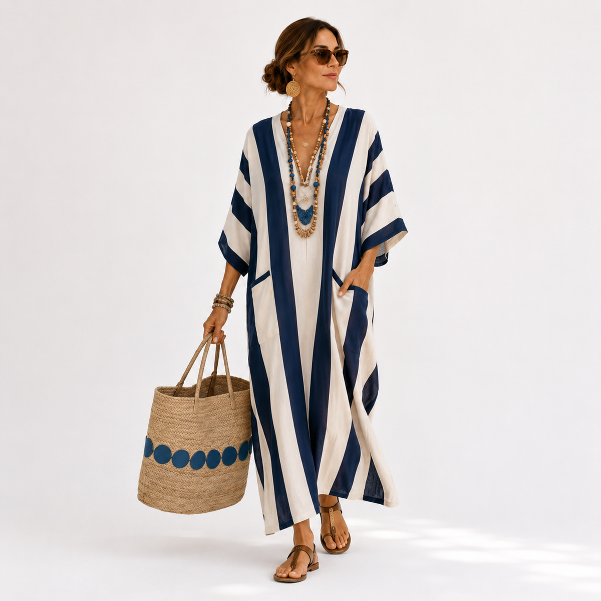 Caftán Yasmina Azul Marino - OSMARA Fashion