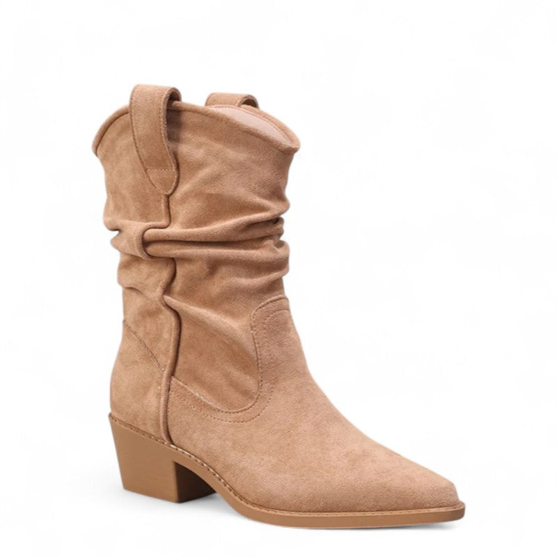 Lucia - Bota Campera Baja Mujer Ante Estilo Arrugado