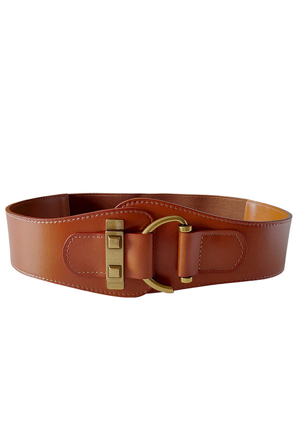 Cinturón Ancho de Piel Estilo Retro Ajustado a la Cintura