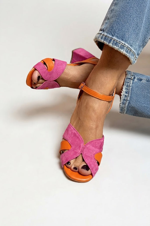 Sandalias de Puntera Abierta en Colores Combinados