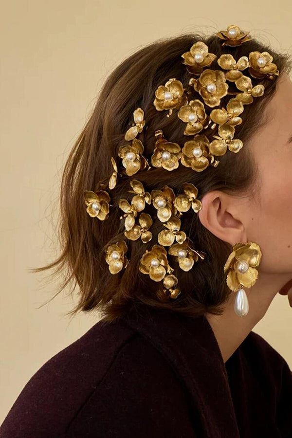 Clip de Pelo con Flor de Perlas Estilo Cortesano Vintage