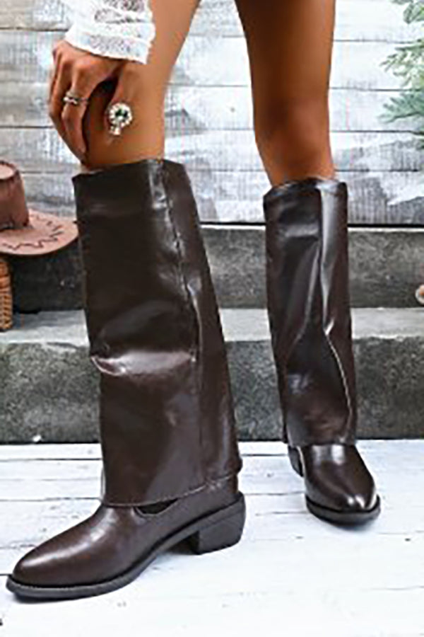 Botines Retro de Puntera Fina y Caña Fruncida
