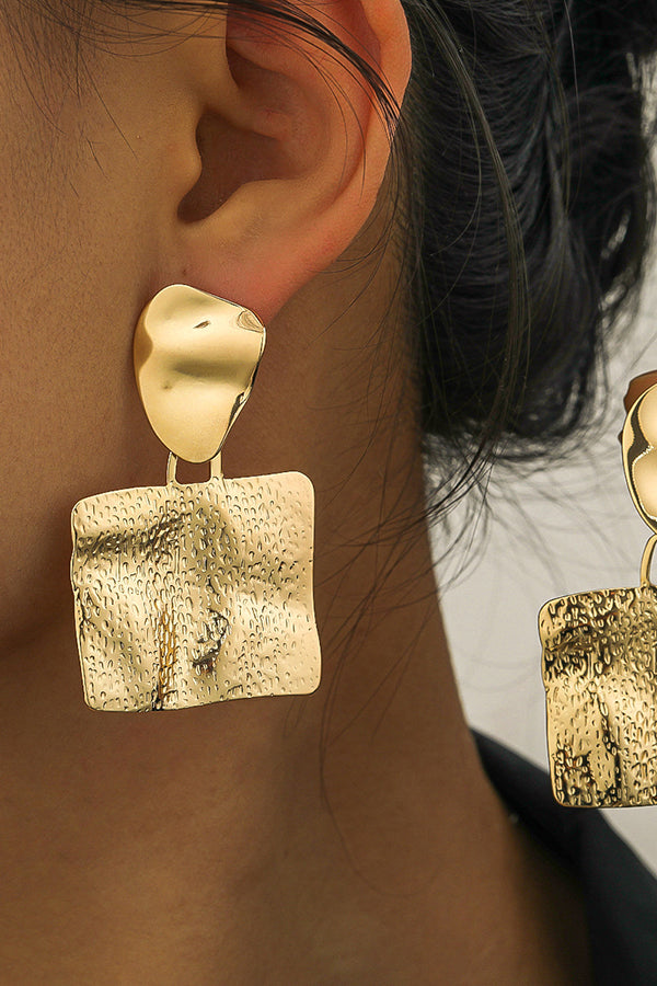 Pendientes Cuadrados de Metal Grabado y Martillado