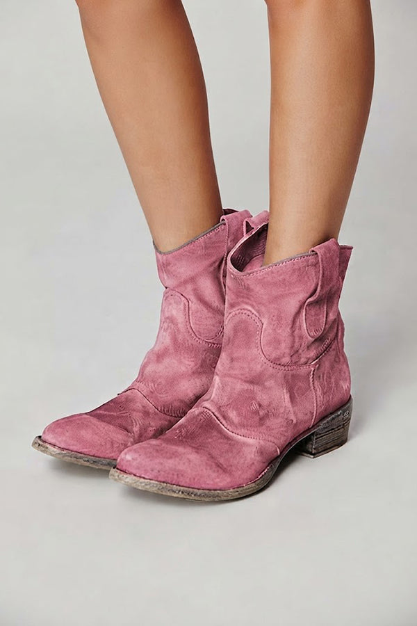 Botines de Ante Sintético con Tacón Bajo