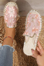 Medias Zapatillas Planas Tejidas de Lino de Puntera Redonda