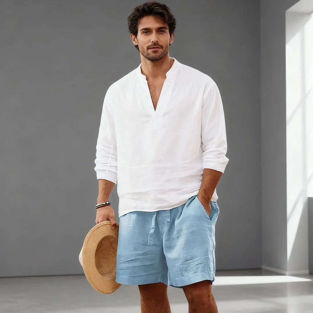 Pantalones cortos de algodón y lino