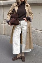Gabardina media Annie con detalle de cuadros