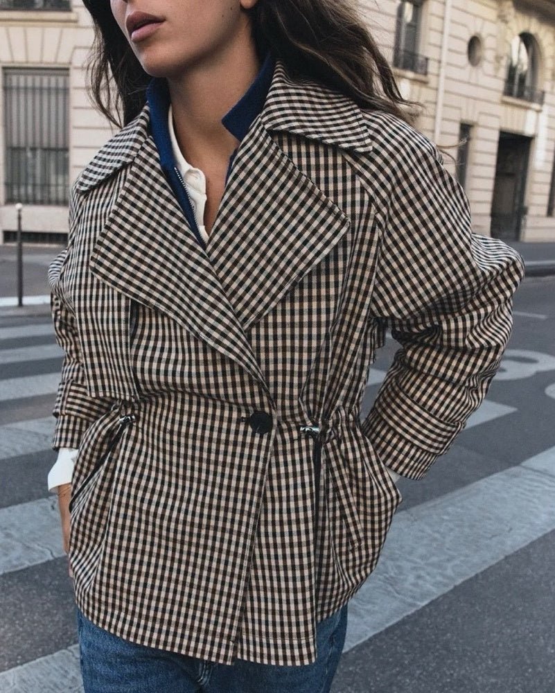 Helena Trench corto de cuadro Vichy con cordón