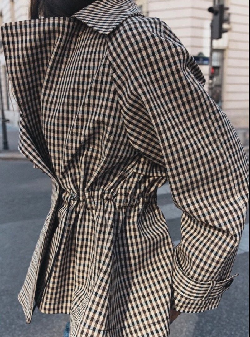 Helena Trench corto de cuadro Vichy con cordón