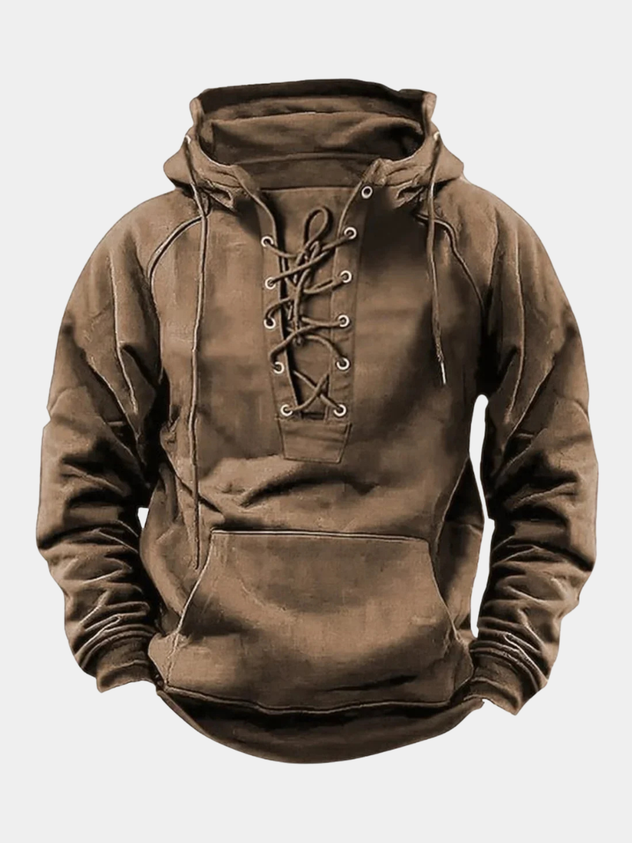 Sudadera con capucha robusta para hombre con cordones – Comodidad y estilo para exteriores