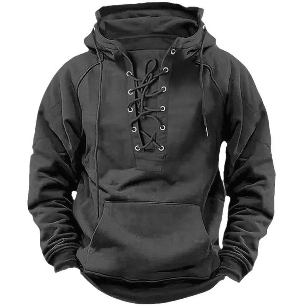 Sudadera con capucha robusta para hombre con cordones – Comodidad y estilo para exteriores