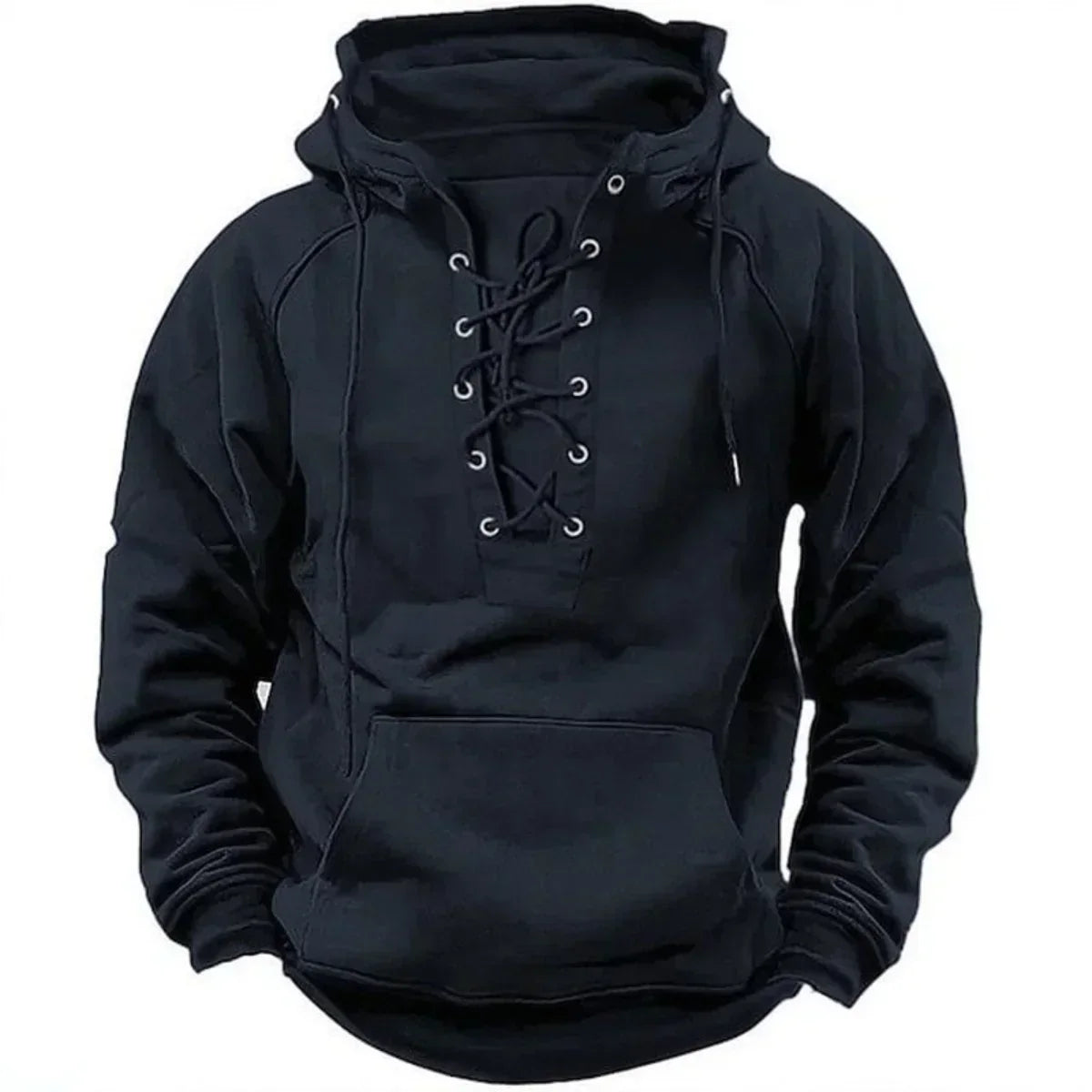 Sudadera con capucha robusta para hombre con cordones – Comodidad y estilo para exteriores