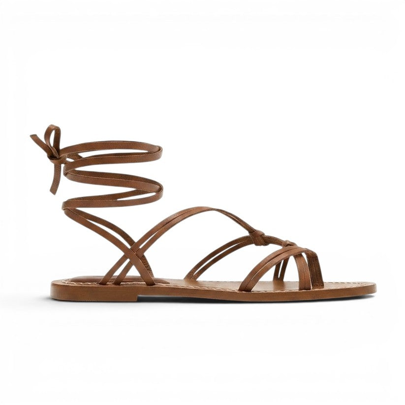 Giya - Sandalia Piel Mujer Cordones Estilo Gladiador Verano de Tendencia