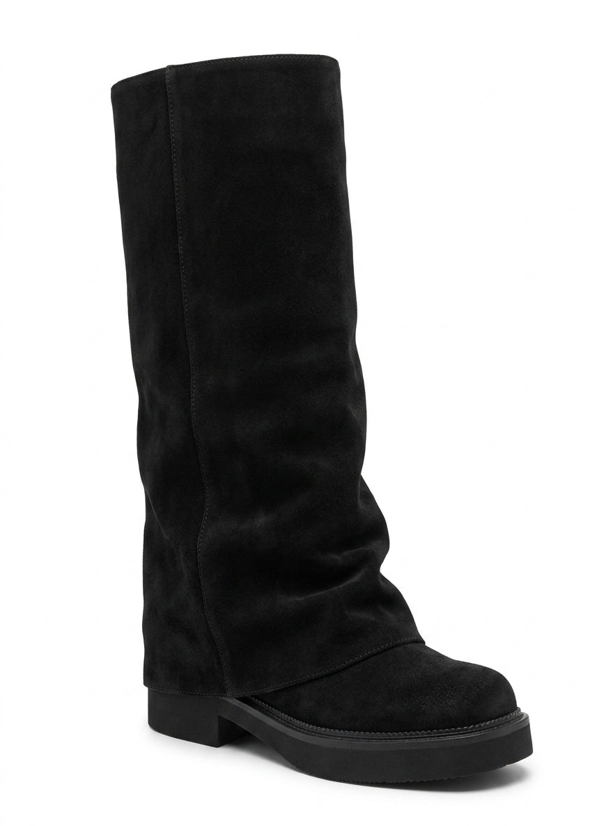 Avyra - Bota Slouch Alta Mujer de Ante